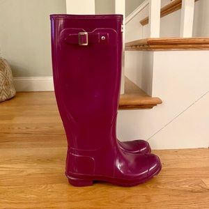 Hunter Boots Tall Glossy Magenta Sz 7